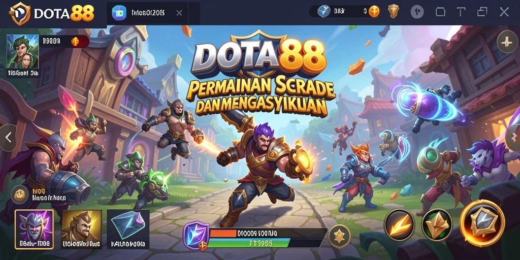 Screenshot DOTA88 menunjukkan aksi penuh warna dalam permainan arcade.
