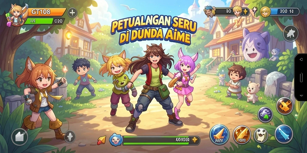 Screenshot dari gameplay GT108 dengan karakter anime yang menakjubkan.