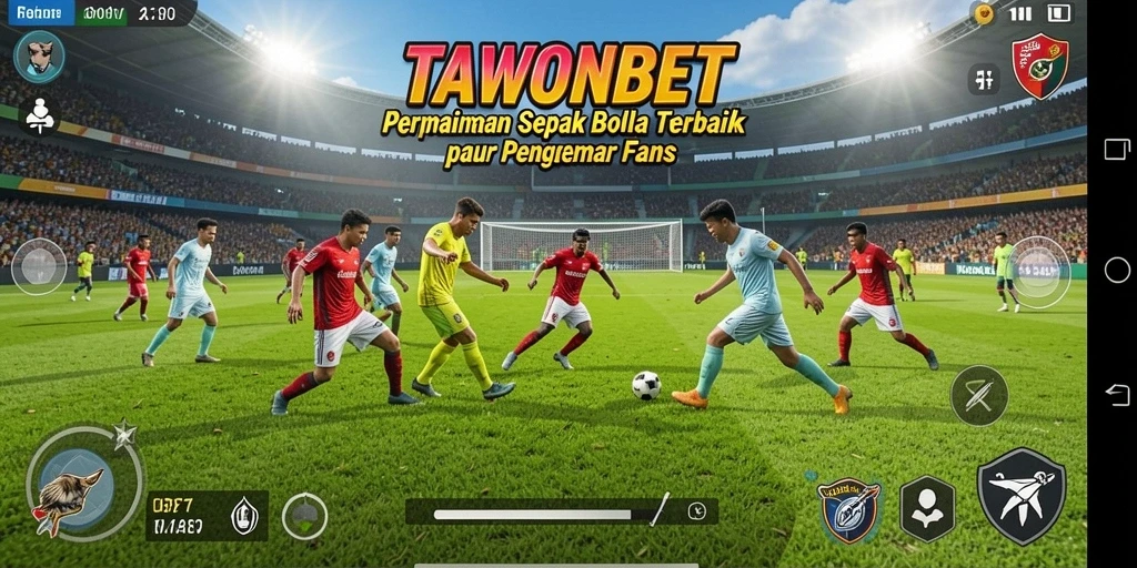 Tampilan gameplay seru di TAWONBET dengan aksi sepak bola nyata