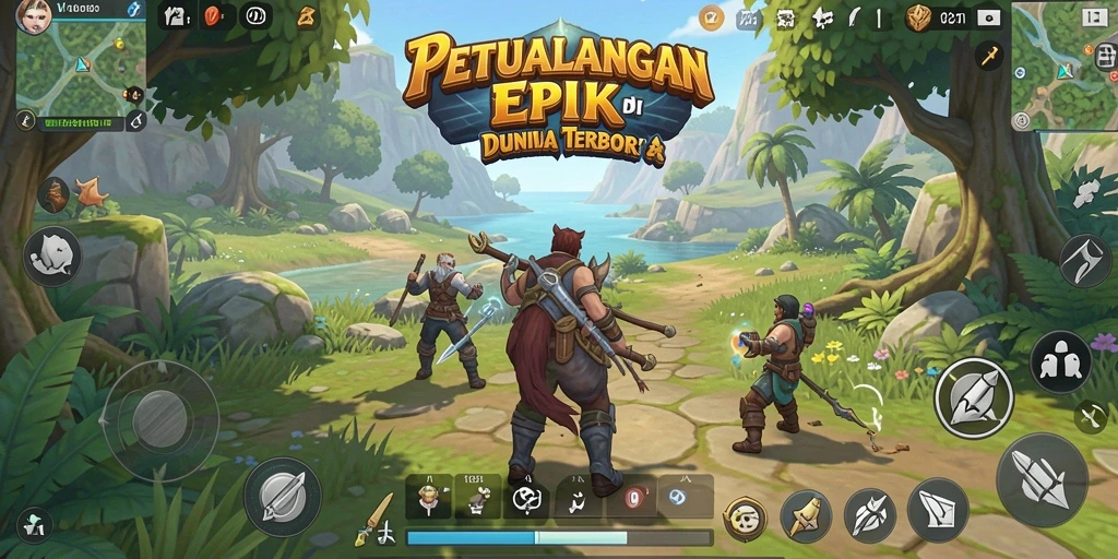 Screenshot V21 menampilkan aksi mendebarkan di dunia terbuka yang indah.