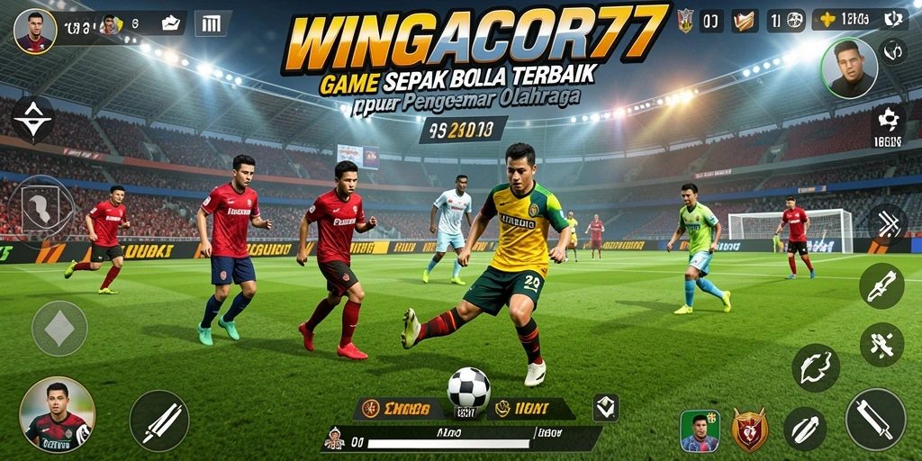 Tampilan gameplay WINGACOR77 dengan aksi sepak bola yang menegangkan.